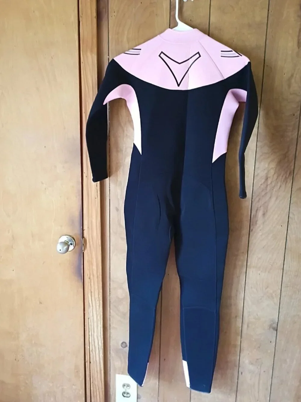 VOFIW Kids Wetsuit Size 14 Black Pink Full Body Long Sleeve Front Zip Swim